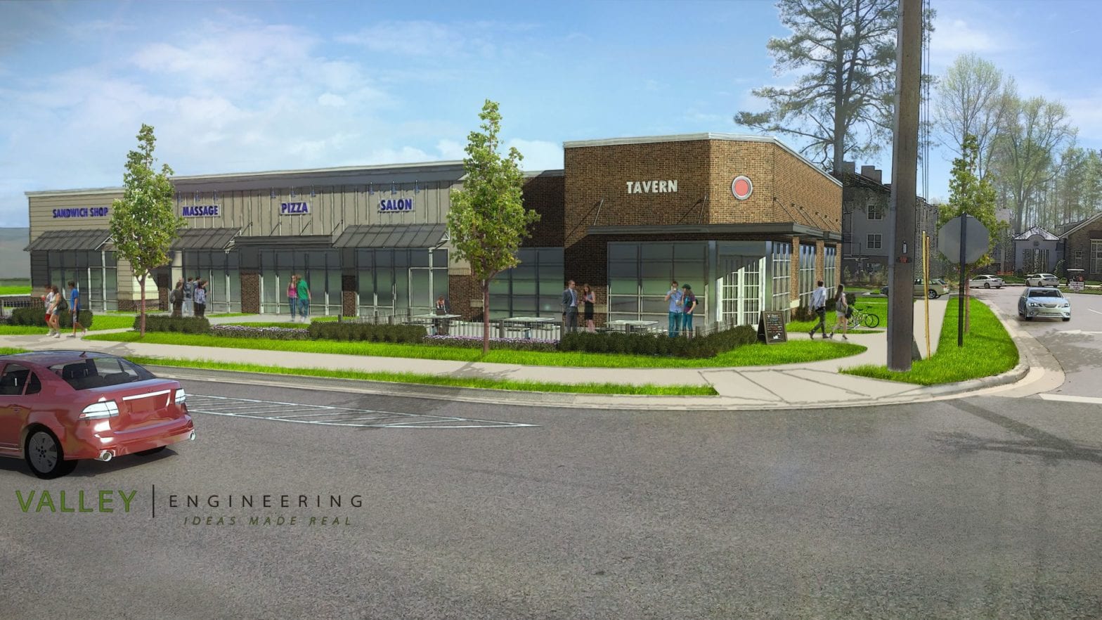 Front corner view of store